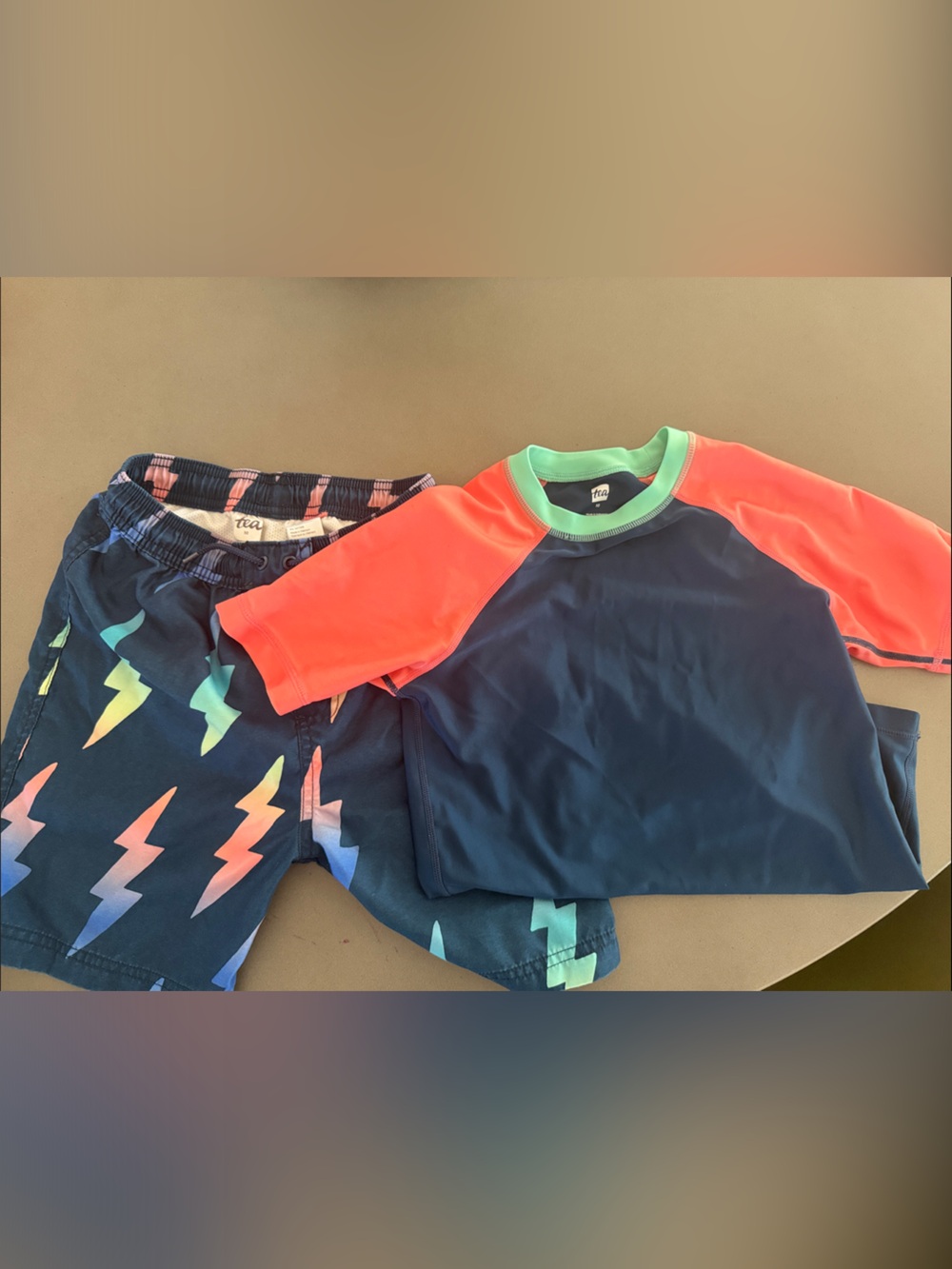 Tea Collection Kids Swim Set - Navy, Coral, Mint, Multicolor Lightning